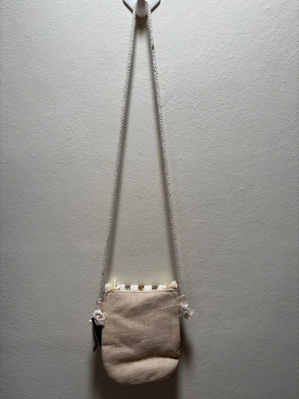Antik Kraft Boho Fringe Crossbody Bag in Cream and Brown - Picture 3 of 9